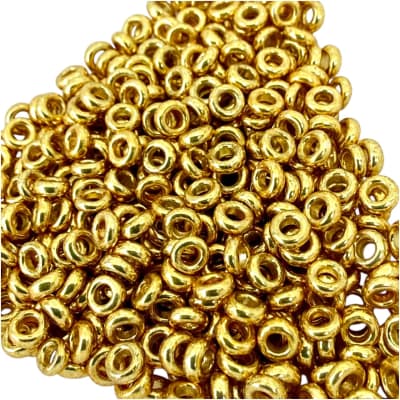 Cuentas mostacilla miyuki spacer 3x1.3 mm dorado duracoat galvanizado / gramo