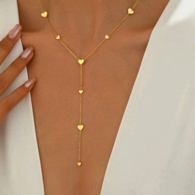 Collar cascada con corazón acero / unidad