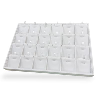 Exhibidor collar cadena tipo bandeja eco cuero blanco / unidad