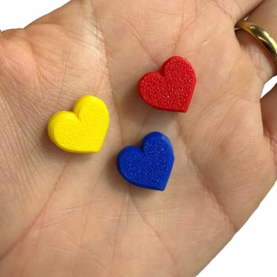 Dije pasador corazón 13x14 mm tricolor venezuela orificio grande acrílico / paq