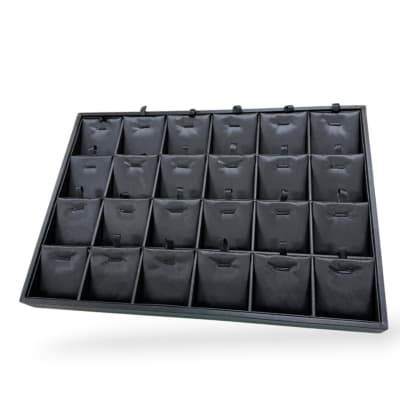 Exhibidor collar cadena tipo bandeja eco cuero negro / unidad