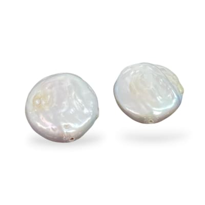 Cuenta abalorios perla natural plana redonda 20 mm keshi / unidad