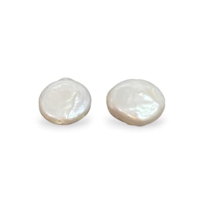 Cuenta abalorios perla natural plana redonda 10 mm keshi / unidad