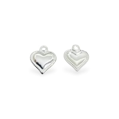 Mini dije corazón detente 8 mm baño de plata / unidad