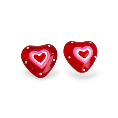 Dije pasador corazón 20 mm rojo acrílico / unidad
