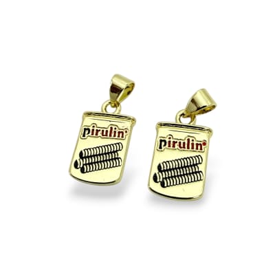 Dije colgante esmaltado pirulin venezolano 15x10 mm baño oro / unidad