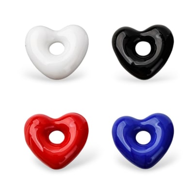 Dije pasador corazón murano con orificio grande de 4 mm / unidad