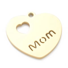 Dije colgante mamá i love mom acero / unidad 0