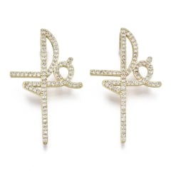 Dije pasador maxi cruz fe baño de oro zircón / unidad 0