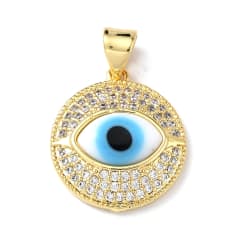Dije colgante ojo turco con zircones 19 mm baño oro / unidad 0