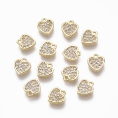 Dije colgante mini corazón 7.5 mm baño de oro zircón / unidad 0
