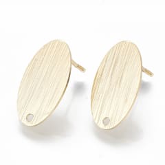 Base de aros topito óvalo 18.5x10.5 mm con orificio baño de oro / par 0