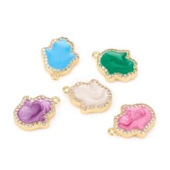 Dije colgante esmaltado hamsa mano fatima baño de oro / unidad 0