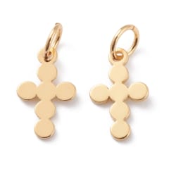 Dije colgante cruz círculos 12 mm baño de oro / unidad 0