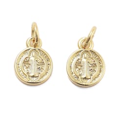 Dije colgante san benito 10.5 mm baño de oro / unidad 0