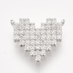 Dije conector corazón zircón baño de oro / unidad 0