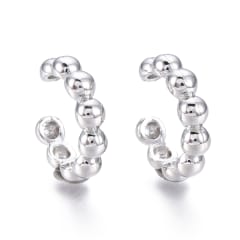 Ear cuff aros solitarios liso balines plateado / unidad 0