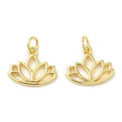 Dije colgante flor de loto 13 mm baño de oro / unidad 0