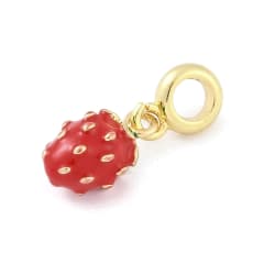 Colgante europeo charm frutilla fresa fruta baño oro / unidad 0