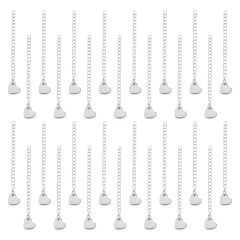 Cadena extensión alargador corazón 5 a 6 cm acero plateado / unidad 0