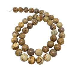 Sarta abalorios cuentas piedra madera petrificada / tira 0