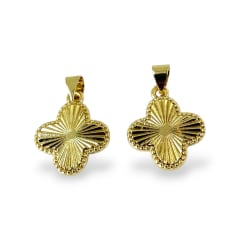 Dije colgante trébol dorado 15 mm baño de oro / unidad 0