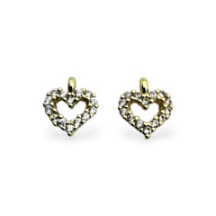 Dije colgante mini corazón silueta 8x9 mm zircón baño de oro / unidad 0