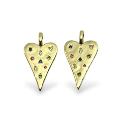 Dije colgante corazón alargado con zircón multicolor 13x24 mm / unidad 0