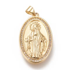 Maxi dije colgante Milagrosa 31 mm zircón baño de oro / unidad 0