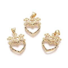 Dije colgante mom corazón color baño de oro / unidad 0