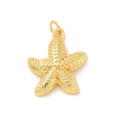 Dije colgante estrella de mar 20.5 mm baño de oro / unidad 0