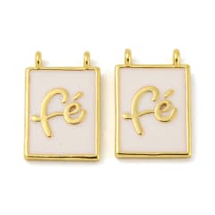 Dije conector esmaltado escapulario religioso fe 18 mm baño oro / unidad 0