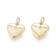 Dije colgante mom heart corazón baño de oro / unidad 1