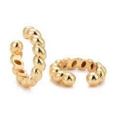 Ear cuff solitarios Liso torneado 19 mm baño de oro / unidad 0