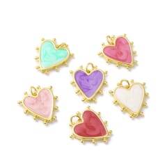 Dije colgante esmaltado corazón balines 19 mm baño oro / unidad 0