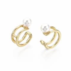 Ear cuff solitarios con perla baño de oro / unidad 0