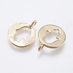 Dije colgante círculo hamsa 13 mm baño de oro / unidad 0