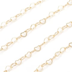 Cadena con eslabón forma de corazón baño de oro / metro 0