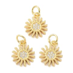 Dije colgante Sol sun 13x11 mm baño de oro zircón / unidad 0