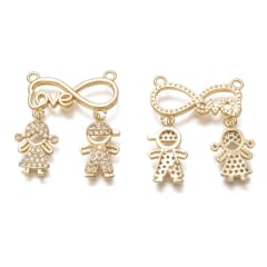 Dije conector niña niño zircón love infinito baño de oro / unidad 0