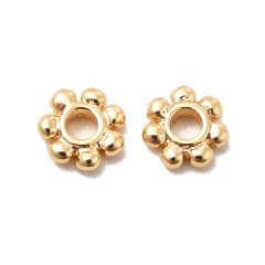 Separador plano flor margarita 4.5x1.5 mm baño oro / 5 uds 0