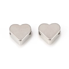Dije pasador corazón 6.5 mm baño de platino / unidad 0