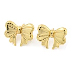 Aros topo topito lazo coquette 22 mm baño de oro / par 0