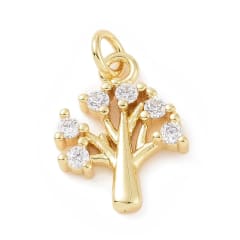 Dije colgante árbol de la vida 15 mm zircón baño de oro / unidad 0