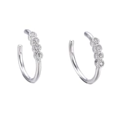 Ear cuff aros solitarios zircon plateado / unidad 0