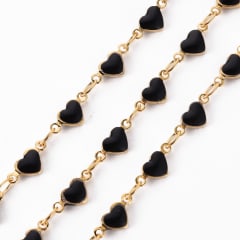 Cadena figura corazón esmaltado baño de oro / metro 0