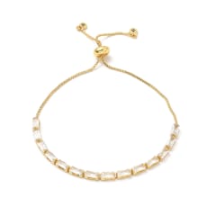 Pulsera ajustable de zircón rectangular baño de oro / unidad 0