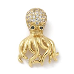 Dije pasador pulpo 21.5 mm zircón baño de oro / unidad 0
