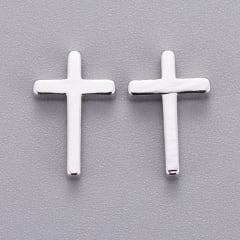 Dije pasador cruz 13 mm baño de platino / unidad 0