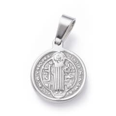 Dije colgante medalla San Benito acero dorado plateado / unidad 0